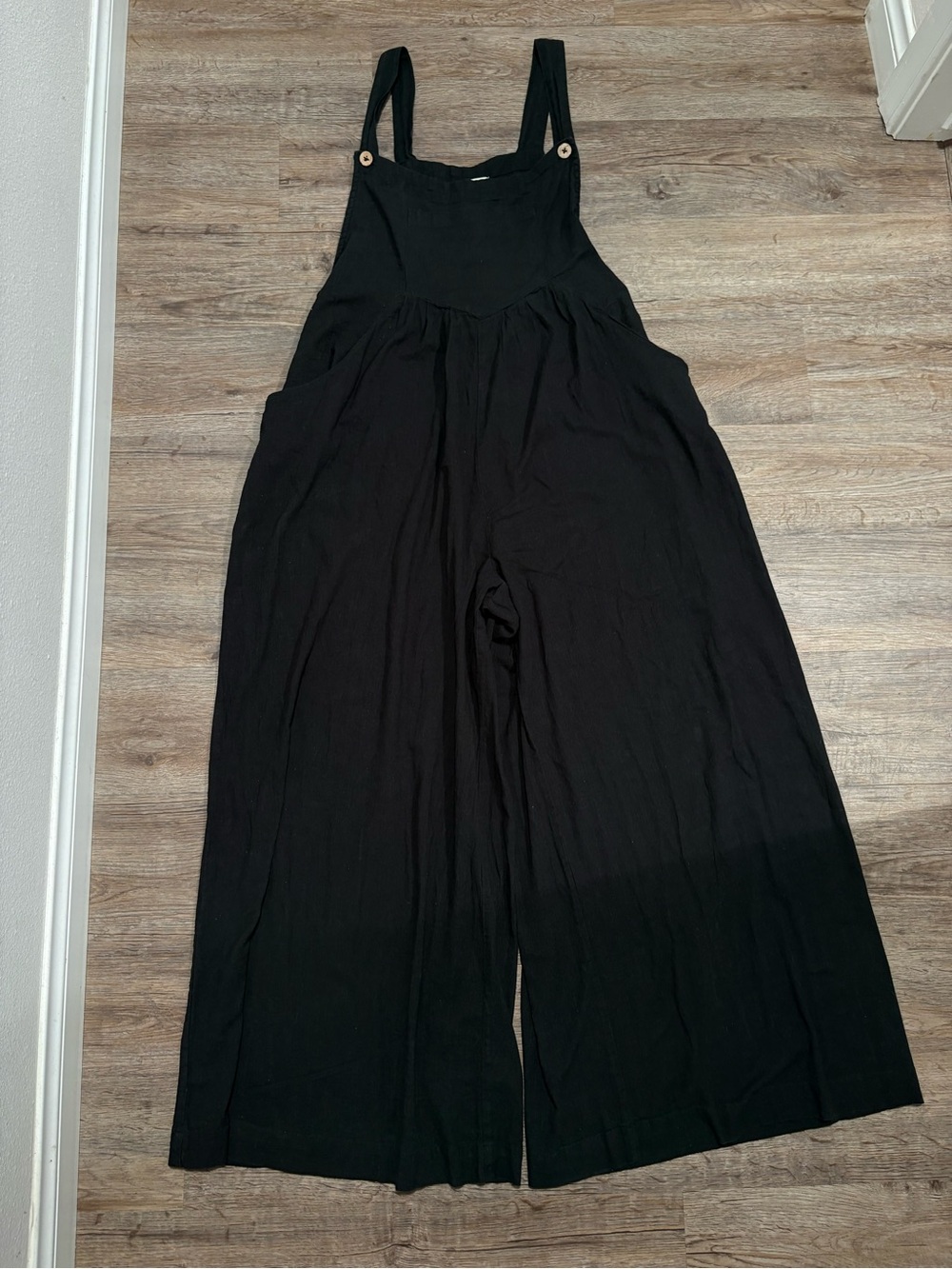 NATURAL LIFE Black Wide-Leg Jumpsuit Overalls